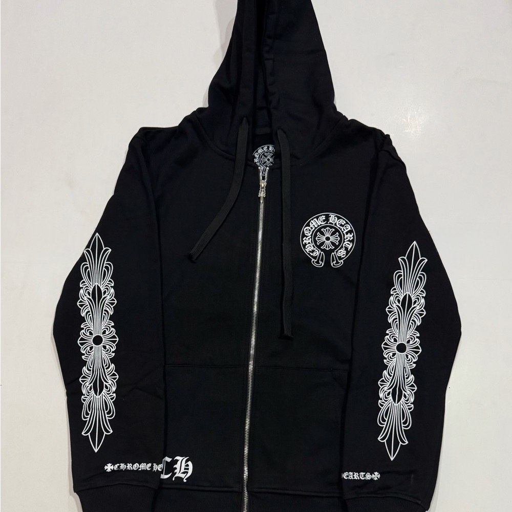 Black Chrome Hearts Zip Up Size Small